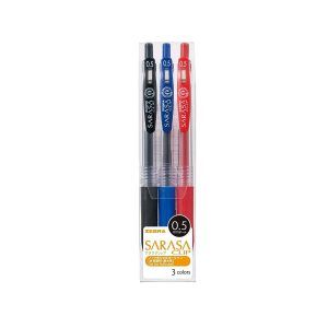 ZEBRA | Pack 3 Bolígrafos Gel 0,5 mm Sarasa Clip - Negro, Azul y Rojo