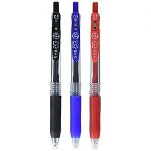 ZEBRA | Pack 3 Bolígrafos Gel 0,5 mm Sarasa Clip - Negro, Azul y Rojo