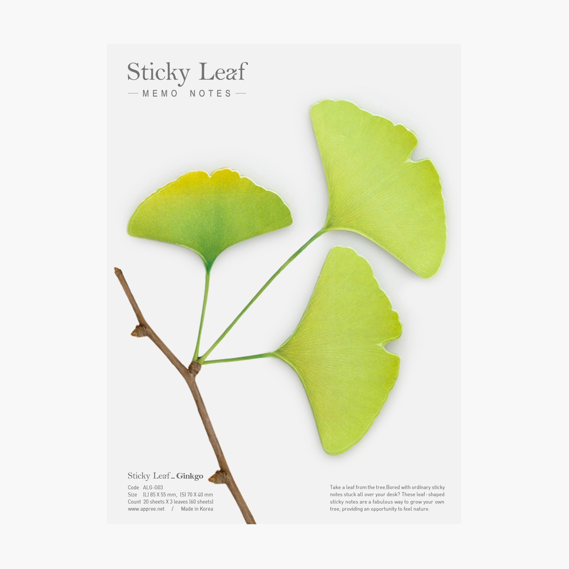 APPREE | Notas Adhesivas Vegetales (3 x 20) - Ginko