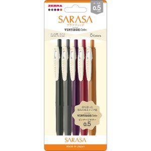 ZEBRA | Pack 5 bolígrafos 0,5mm SARASA - Vintage New Edition