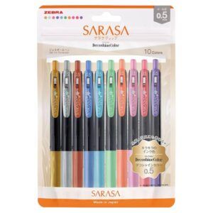 ZEBRA | Pack 10 bolígrafos 0.5 mm SARASA - Decoshine Color