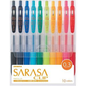 ZEBRA | Pack 10 Bolígrafos Gel 0,3 mm Sarasa Clip