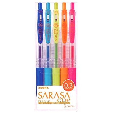 ZEBRA | Pack 5 Bolígrafos Gel 0.3 mm Sarasa Clip