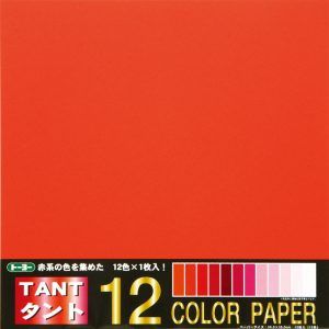 TOYO | Hojas de papel Origami (12) - 12 colores cálidos (EXTRA GRANDE)