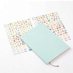 MIDORI | Diario con pegatinas washi A5 - Stickers Light Blue
