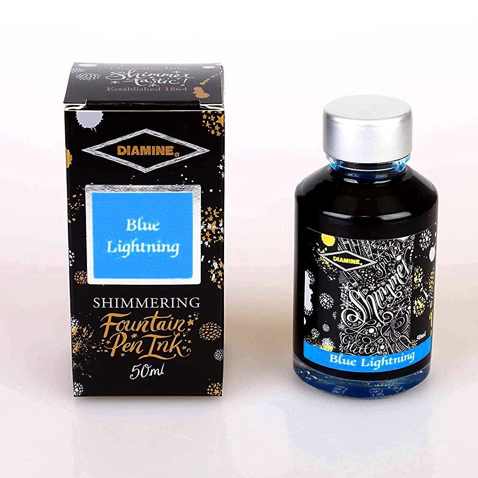 Diamine | Tintero Vidrio 50 ml - Shimmering Blue lightning