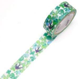 SAIEN | Masking Tape 15 mm x 7 m FOIL - Swallow and Clover