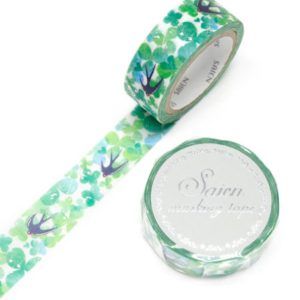 SAIEN | Masking Tape 15 mm x 7 m FOIL - Swallow and Clover