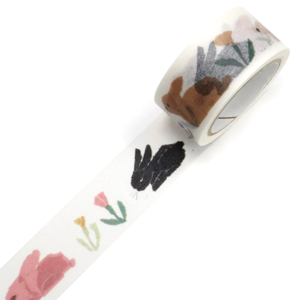 SAIEN | Washi Tape 20 mm x 7 m - TAMURA - Lazy Rabbit - Imagen 3