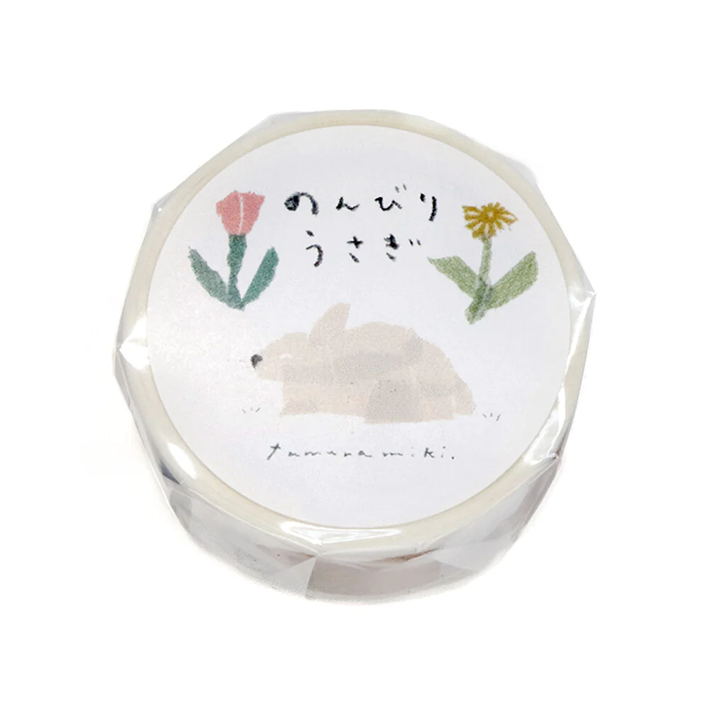 SAIEN | Washi Tape 20 mm x 7 m - TAMURA - Lazy Rabbit - Imagen 4