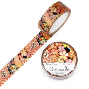 SAIEN | Washi Tape 15 mm x 7 m KIMONO - Hana Snowflake & Chrysanthemum