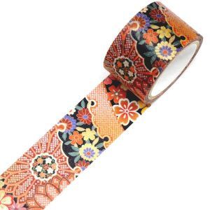 SAIEN | Washi Tape 25 mm x 5 m KIMONO - Hana Snowflake & Chrysanthemum