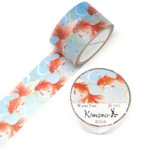 SAIEN | Washi Tape 25 mm x 5 m KIMONO - Yuu Red White Goldfish