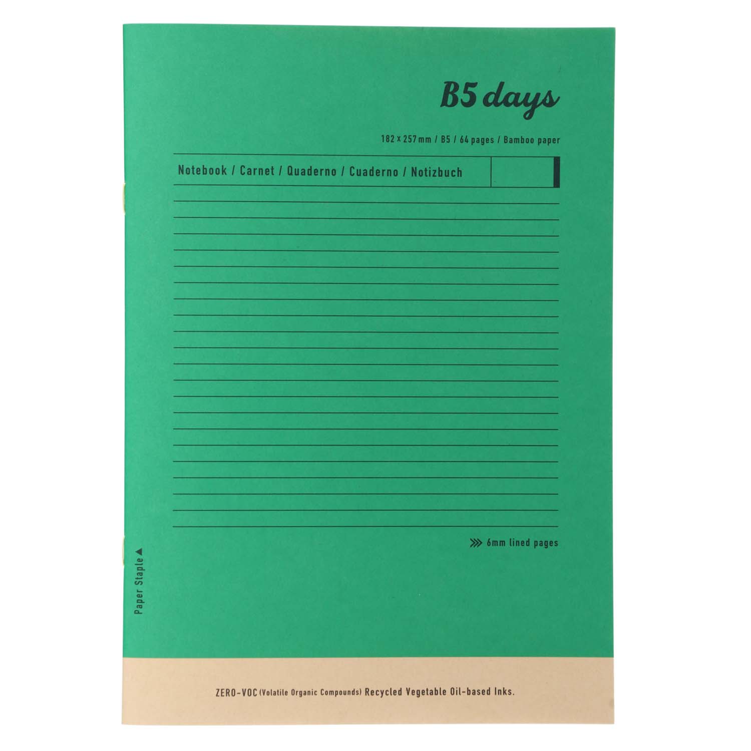 MARK'S Days | Cuaderno B5 Rayado Bamboo Paper – Green