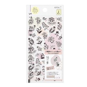 MIDORI | Pegatinas Sticker Collection 2 hojas - Monotone flower