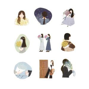 BANDE | Rollo de Pegatinas Washi (90) - Girl with bouquet