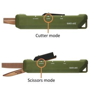 KOKUYO | Cutter y Tijeras 2 Way HAKOAKE - Titanio Khaki