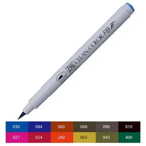 KURETAKE | Pack 12 Brush Pens - ZIG Clean Color FB - Deep Color