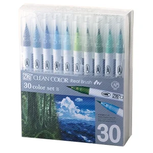 KURETAKE | Pack 30 Real Brush Pens - ZIG Clean Color Set B