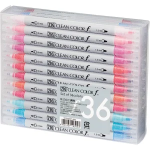 KURETAKE | Pack 36 Rotuladores doble punta - ZIG Clean Color F