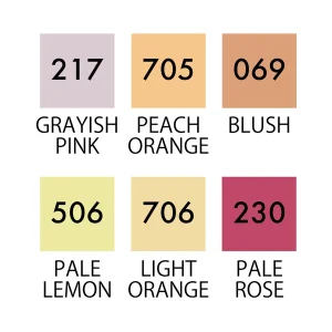 KURETAKE | Pack 6 Real Brush Pens - ZIG Clean Color - Pale Colors I
