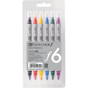 KURETAKE | Pack 6 Rotuladores doble punta - ZIG Clean Color F