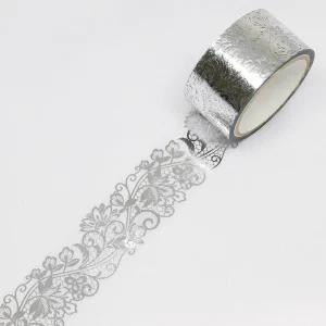 SAIEN | Masking Tape 20 mm x 3 m DECORATION TAPE MONDE - Silver Fleure