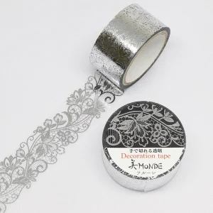 SAIEN | Masking Tape 20 mm x 3 m DECORATION TAPE MONDE - Silver Fleure
