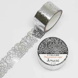 SAIEN | Masking Tape 20 mm x 3 m DECORATION TAPE MONDE - Silver Romané