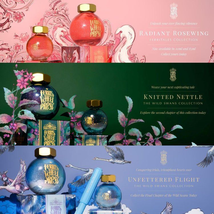 FERRIS WHEEL PRESS | Tintero Vidrio 20 ml - FERRITALES SHIMMER The Wild Swans - Radiant Rose Wing - Imagen 5