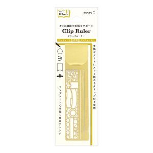 MIDORI | Regla Clip Acero 10 cm - Plantilla Bullet Journal - Decorative pattern