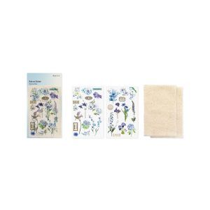 APPREE | Pegatinas Transferibles RUB-ON (2 hojas + 2 lino) - Botanical Blue