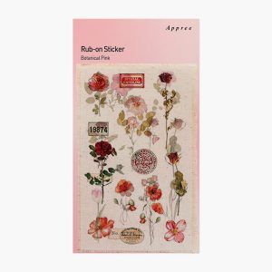 APPREE | Pegatinas Transferibles RUB-ON (2 hojas + 2 lino) - Botanical Pink