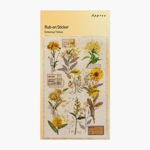 APPREE | Pegatinas Transferibles RUB-ON (2 hojas + 2 lino) - Botanical Yellow