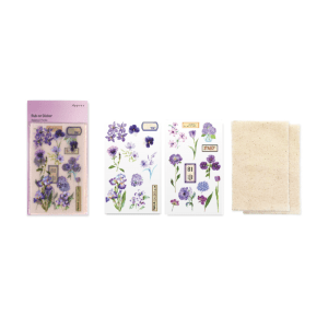 APPREE | Pegatinas Transferibles RUB-ON (2 hojas + 2 lino) - Botanical Purple