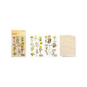 APPREE | Pegatinas Transferibles RUB-ON (2 hojas + 2 lino) - Botanical Yellow