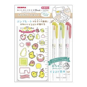 ZEBRA | Pack 3 Brush Pen doble punta MILDLINER x Ocha - Cheerful Piyo