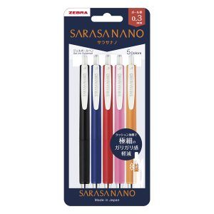 ZEBRA | Set 5 Bolígrafos Gel 0.3 mm Sarasa Nano