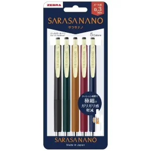 ZEBRA | Set 5 Bolígrafos Gel 0.3 mm Sarasa Nano