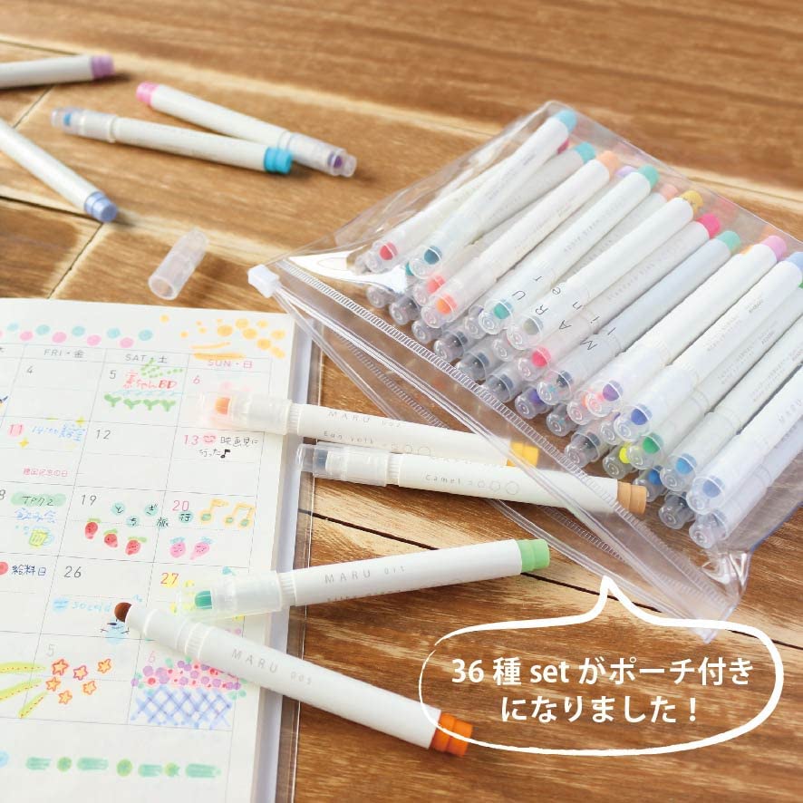 KOBARU | Set 24 Rotuladores Dot MARU LINER + 12 HOSO LINER - Imagen 2