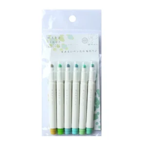 KOBARU | Set 6 Rotuladores Dot MARU LINER - Fresh Green