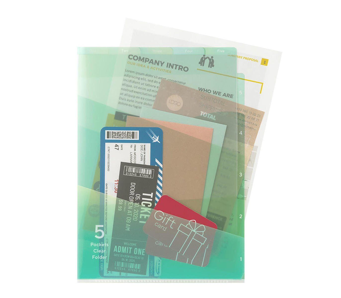 MIDORI | Archivador 5 fundas transparentes A4 - Gradation Green - Imagen 2
