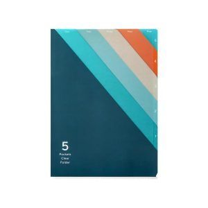 MIDORI | Archivador 5 fundas transparentes A4 - Stripe Navy