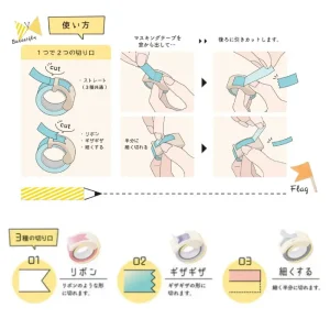 KUTSUWA | Set Masking tape (15 mm) + cutter - MIZUTAMA X RIBBON BON - D