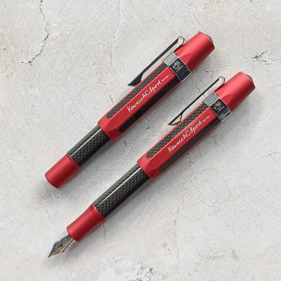 KAWECO | Pluma Estilográfica SPORT Aluminio Carbono - Roja
