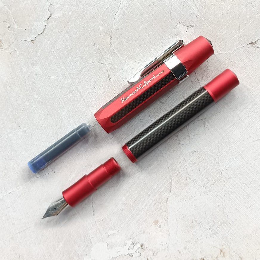 KAWECO | Pluma Estilográfica SPORT Aluminio Carbono - Roja - Imagen 2