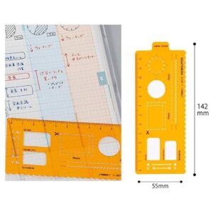 KOKUYO JIBUN TECHO | Plantilla PLAN con regla - Naranja