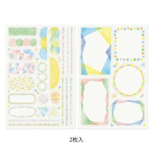 MIDORI | Pegatinas Reposicionables para Escribir YURU LOG - 2 hojas - Watercolor