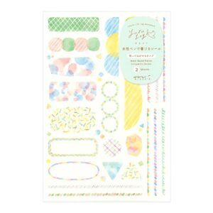 MIDORI | Pegatinas Reposicionables para Escribir YURU LOG - 2 hojas - Watercolor