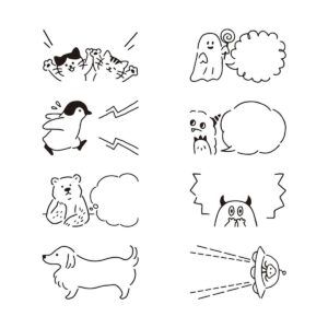 MIDORI | Sello Rotativo Coloreable - 8 Patrones - Speech Bubble